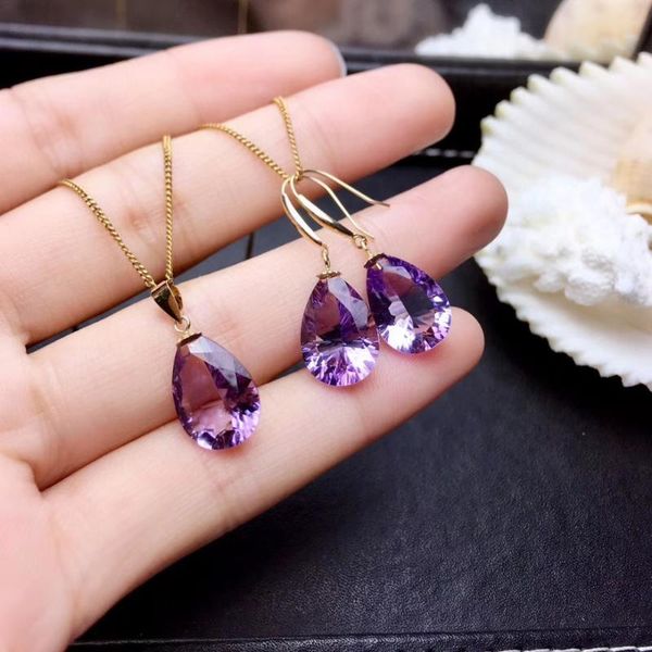 bracelet, earrings & necklace fashion style water drop natural amethyst pendant 18k gold gemstone women party fine gift jewelry, Black
bracelet, earrings & necklace fashion style water drop natural amethyst pendant 18k gold gemstone women party fine gift jewelry, Black