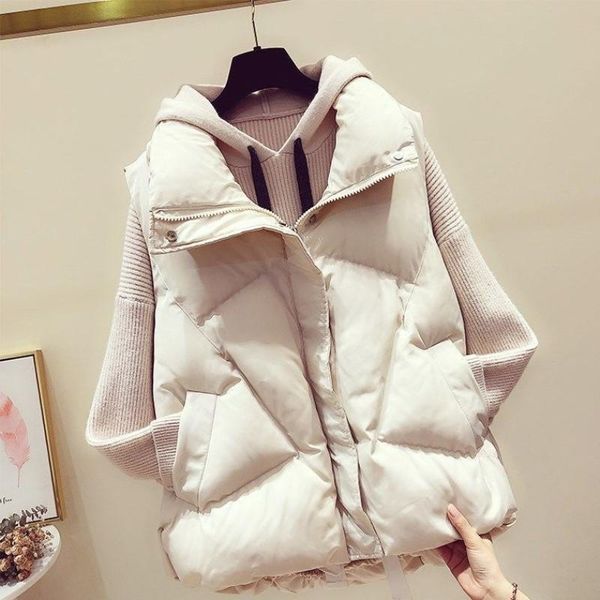 women's vests autumn winter solid loose vest drawstring stand collar long sleeveless jacket cotton padded women windproof warm, Black;white
women's vests autumn winter solid loose vest drawstring stand collar long sleeveless jacket cotton padded women windproof warm, Black;white