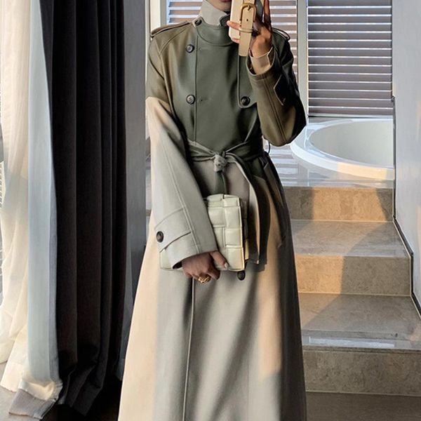 women's trench coats 2021 winter women stylish pu leather bandage coat chic double breasted panelled patchwork casual windbreaker overc, Tan;black
women's trench coats 2021 winter women stylish pu leather bandage coat chic double breasted panelled patchwork casual windbreaker overc, Tan;black
