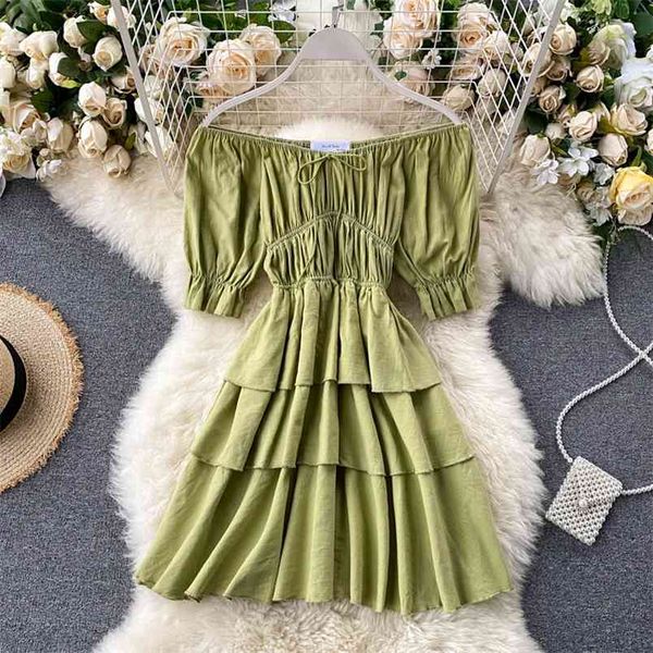women's dress summer goddess leak clavicle slash neck lacing waist slimming cascading ruffled short ml1016 210506, Black;gray
women's dress summer goddess leak clavicle slash neck lacing waist slimming cascading ruffled short ml1016 210506, Black;gray