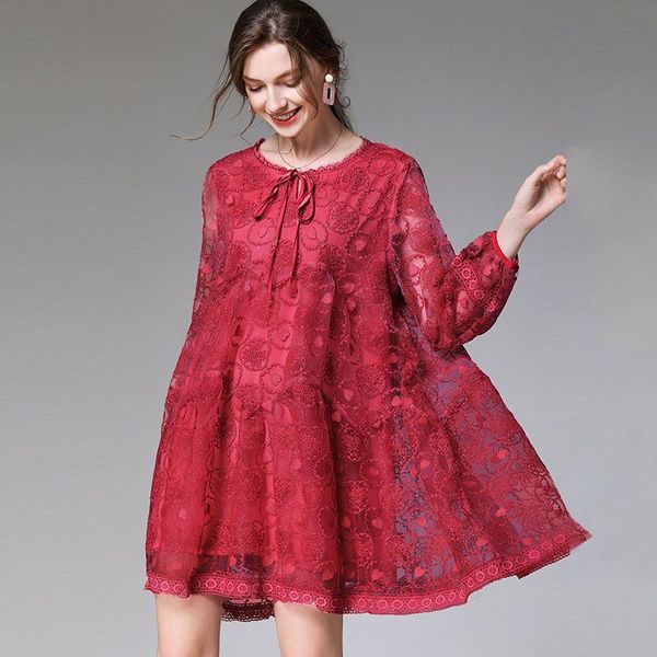 plus size women dress spring summer loose lace embroidered lantern sleeved mini dresses clothing a-line party ta7632 casual, Black;gray
plus size women dress spring summer loose lace embroidered lantern sleeved mini dresses clothing a-line party ta7632 casual, Black;gray