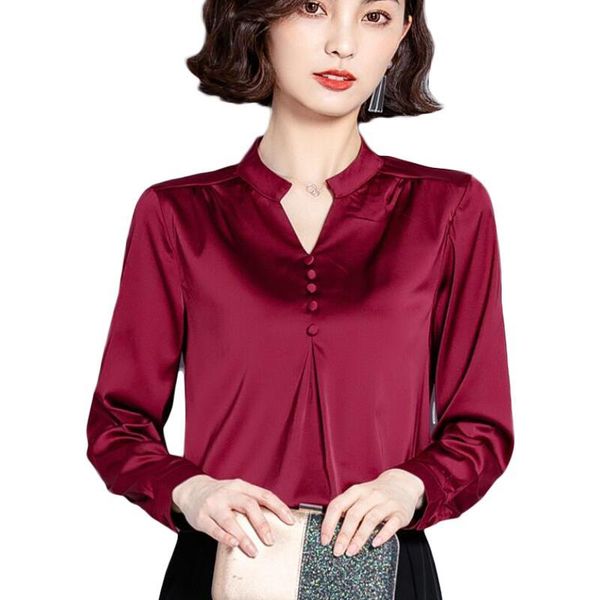 fashion silk blouse women shirts long sleeve v-neck office work chiffon plus size blouses camisas mujer women's &, White
fashion silk blouse women shirts long sleeve v-neck office work chiffon plus size blouses camisas mujer women's &, White