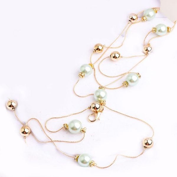 pearl female summer dress lengthened simple sweater chain korean version of fashion waist chain. belts, Black;brown
pearl female summer dress lengthened simple sweater chain korean version of fashion waist chain. belts, Black;brown