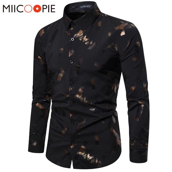 gold bronzing shirts men dress 2020 new luxury nightclub printed slim fit long sleeve shirt for men social streetwear, White;black
gold bronzing shirts men dress 2020 new luxury nightclub printed slim fit long sleeve shirt for men social streetwear, White;black