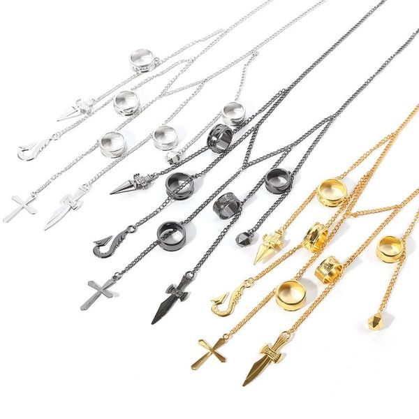 link, chain selling japanese anime bracelet kurapika gon ss alloy five finger for men cosplay jewelry wholesale, Black
