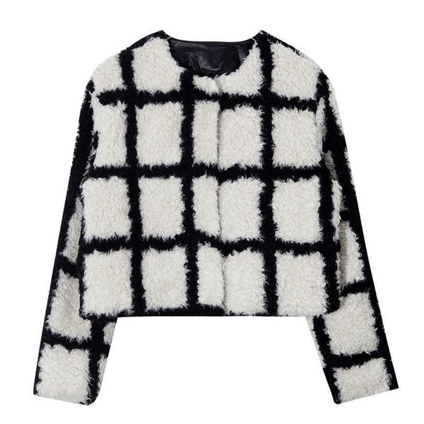 perhaps u women white plaid jacket turn down collar faux fur lambswool button highstreet pocket c0540 210529, Black
perhaps u women white plaid jacket turn down collar faux fur lambswool button highstreet pocket c0540 210529, Black