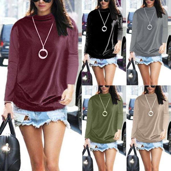 women's t-shirt 2021 est women lady solid turtleneck t-shirts casual pullover loose tee female autumn winter basic wear, White
women's t-shirt 2021 est women lady solid turtleneck t-shirts casual pullover loose tee female autumn winter basic wear, White