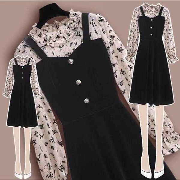 large women's 2021 spring fake two piece floral skirt with slim waist and fashionable hepburn drs, Black;gray
large women's 2021 spring fake two piece floral skirt with slim waist and fashionable hepburn drs, Black;gray