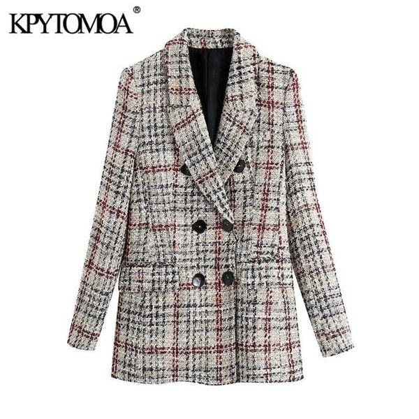 kpytomoa women fashion double breasted tweed check blazers coat vintage long sleeve pockets female outerwear chic 211006, White;black
kpytomoa women fashion double breasted tweed check blazers coat vintage long sleeve pockets female outerwear chic 211006, White;black