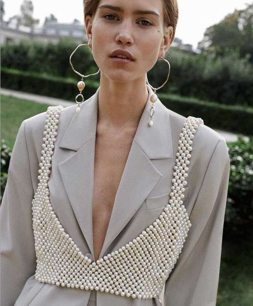 spring summer ins fashion hanging jewelry lady handmade pearl vest outside wearing body chains sling beaded bra women's tanks & ca, White
spring summer ins fashion hanging jewelry lady handmade pearl vest outside wearing body chains sling beaded bra women's tanks & ca, White