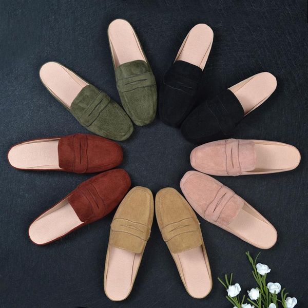 women's lazy slides ladies stylish suede low heel slippers female summer mules shoes girl's outdoor sandals big size 34-44, Black 
women's lazy slides ladies stylish suede low heel slippers female summer mules shoes girl's outdoor sandals big size 34-44, Black