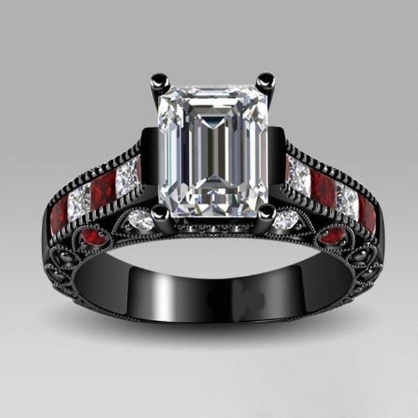 

size5-10 luxury jewelry 10kt white gold filled gf red aaa cubic zirconia women engagement wedding ring gift choucong, Silver