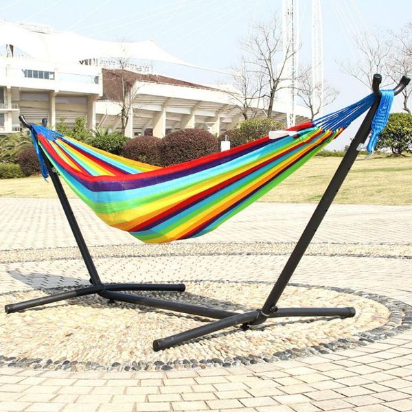 stripe rainbow super soft nylon hammock double people sports garden hanging chair 200*120cm child swing with iron frame outdoor games
stripe rainbow super soft nylon hammock double people sports garden hanging chair 200*120cm child swing with iron frame outdoor games