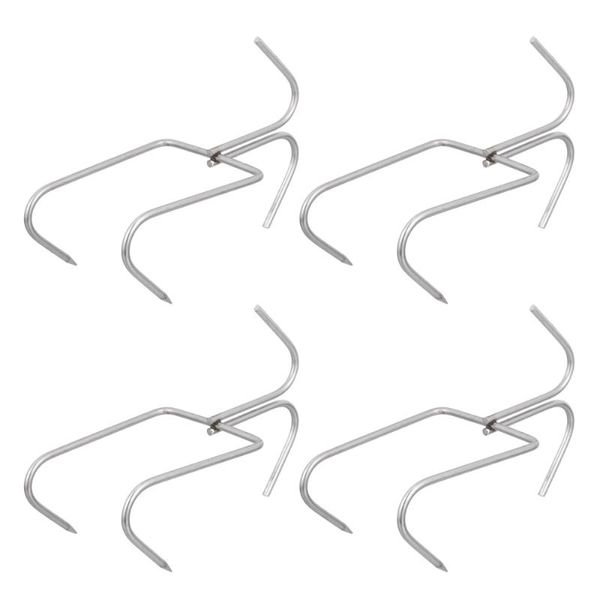 4pcs kitchen grilled fish hooks brazilian barbecue hanging smoker & rails