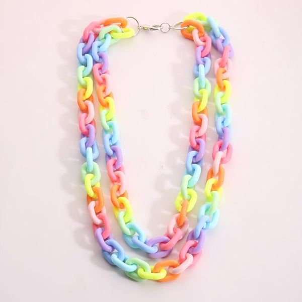 chains 2021 wholesale fashion acrylic rainbow link chain necklace jewelry making double layer for women girl, Silver
chains 2021 wholesale fashion acrylic rainbow link chain necklace jewelry making double layer for women girl, Silver