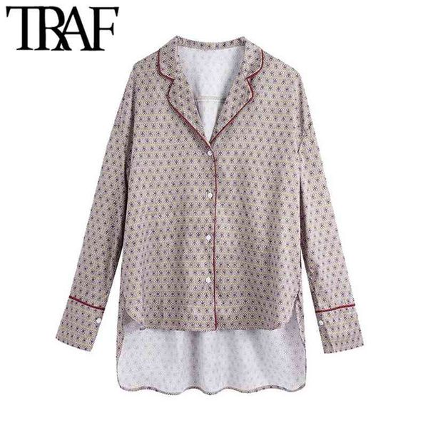 women fashion patchwork piping print loose asymmetric blouses vintage long sleeve button-up female shirts chic 210507, White
women fashion patchwork piping print loose asymmetric blouses vintage long sleeve button-up female shirts chic 210507, White
