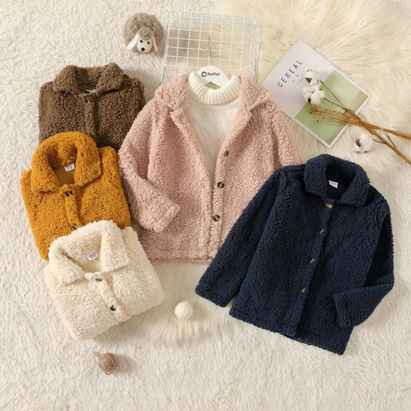 jackets patpat kid girl solid color lapel collar button design fuzzy coat, Blue;gray
jackets patpat kid girl solid color lapel collar button design fuzzy coat, Blue;gray