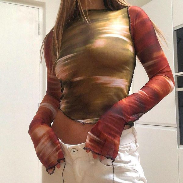 women's t-shirt ladies printed t-shirts autumn spring pullovers street y2k women round collar long sleeve mesh slim fit crop irregular, White
women's t-shirt ladies printed t-shirts autumn spring pullovers street y2k women round collar long sleeve mesh slim fit crop irregular, White