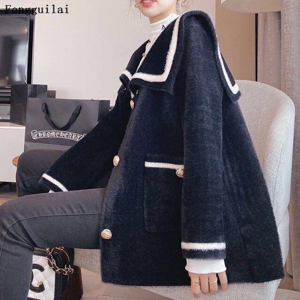 women's wool & blends mink cashmere sweater autumn winter arrival real water fur fashion cardigan shawl thickened short paragraph coat, Black
women's wool & blends mink cashmere sweater autumn winter arrival real water fur fashion cardigan shawl thickened short paragraph coat, Black