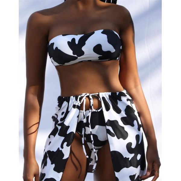 women's swimwear bandeau bikini women push up three-pieces cover beachwear brazilian swimsuit female biquini 2021 bathing suit, White;black
women's swimwear bandeau bikini women push up three-pieces cover beachwear brazilian swimsuit female biquini 2021 bathing suit, White;black