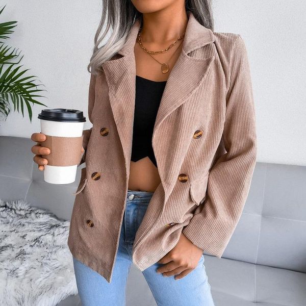 women's suits & blazers fashion khaki corduroy casual womens blazer coat 2021 autumn and winter double-breasted black jacket clothing, White;black
women's suits & blazers fashion khaki corduroy casual womens blazer coat 2021 autumn and winter double-breasted black jacket clothing, White;black