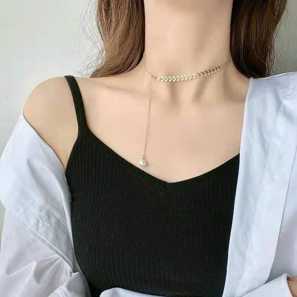 pendant necklaces golden wheat ear pearl necklace trend personality asymmetric chain female jewelry gift, Silver
pendant necklaces golden wheat ear pearl necklace trend personality asymmetric chain female jewelry gift, Silver