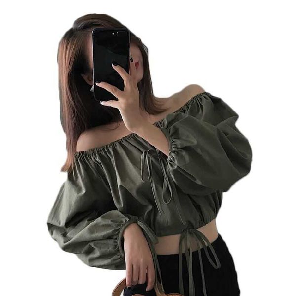 summer fashion women ladies long sleeve off shoulder cropped chiffon shirt blouse shirt lace up corset 210601, White
summer fashion women ladies long sleeve off shoulder cropped chiffon shirt blouse shirt lace up corset 210601, White