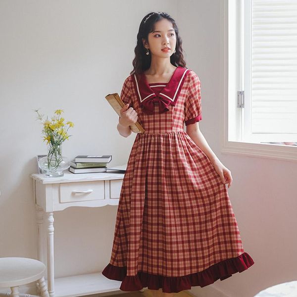 casual dresses sweet vintage dress women summer 2021 japanese soft girl cute bow ruffle ladies literary retro navy collar preppy style, Black;gray
casual dresses sweet vintage dress women summer 2021 japanese soft girl cute bow ruffle ladies literary retro navy collar preppy style, Black;gray