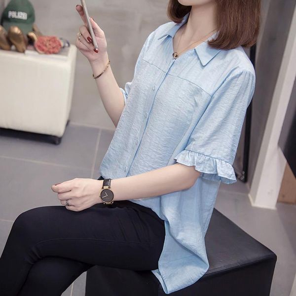 women's blouses & shirts plus size v neck blouse women 2021 summer novelty shirring chiffon ruffles short sleeve korean thin oversized, White
women's blouses & shirts plus size v neck blouse women 2021 summer novelty shirring chiffon ruffles short sleeve korean thin oversized, White