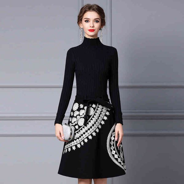 Casual Dresses Zhili French minority dress women's autumn knitted stitching embroidered slim A-line skirt bottomed HASX, Black;gray
Casual Dresses Zhili French minority dress women's autumn knitted stitching embroidered slim A-line skirt bottomed HASX, Black;gray