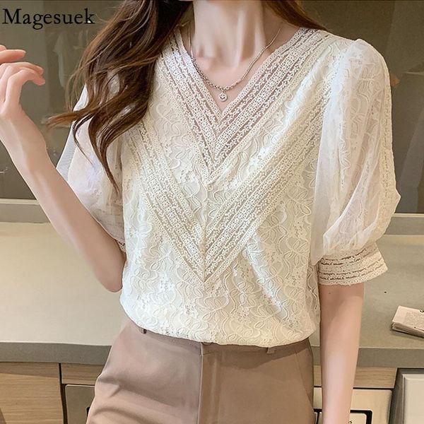 women's blouses & shirts fashion v-neck summer blouse 2021 elegant apricot lace flower shirt women puff short sleeve clothes blusas de, White
women's blouses & shirts fashion v-neck summer blouse 2021 elegant apricot lace flower shirt women puff short sleeve clothes blusas de, White
