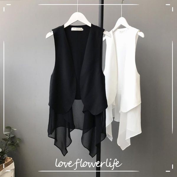 women's vests cozok 2021 spring korean version personality irregular chiffon vest fake two thin 5570, Black;white
women's vests cozok 2021 spring korean version personality irregular chiffon vest fake two thin 5570, Black;white