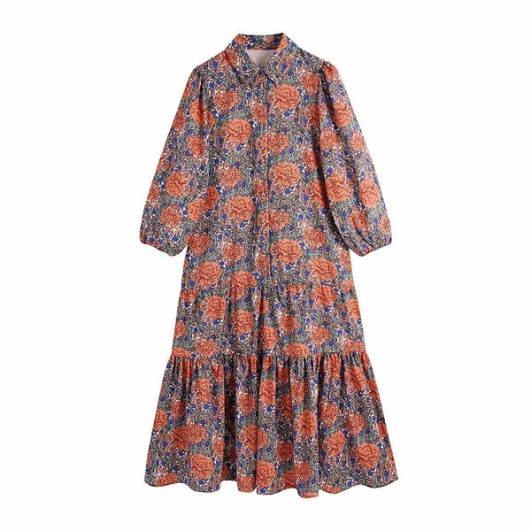 summer vintage floral print shirt women dress long sleeve ruffle midi woman front buttons smock collar vestidos 210430, Black;gray
summer vintage floral print shirt women dress long sleeve ruffle midi woman front buttons smock collar vestidos 210430, Black;gray