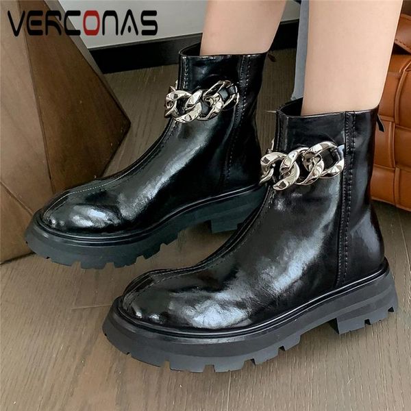 boots verconas metal chain women ankle fashion concise working casual genuine leather thick heels autumn winter zip shoes woman, Black
boots verconas metal chain women ankle fashion concise working casual genuine leather thick heels autumn winter zip shoes woman, Black