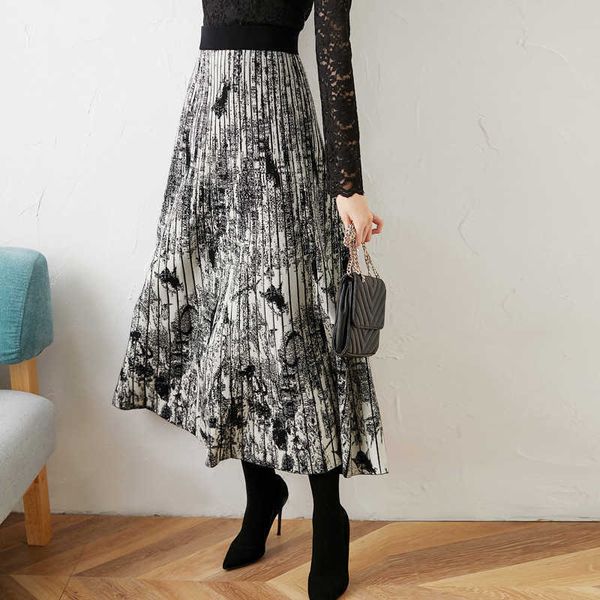 skirts ocean print mesh half skirt vertical stripe high waist thread plied mean length 3vt4, Black
skirts ocean print mesh half skirt vertical stripe high waist thread plied mean length 3vt4, Black