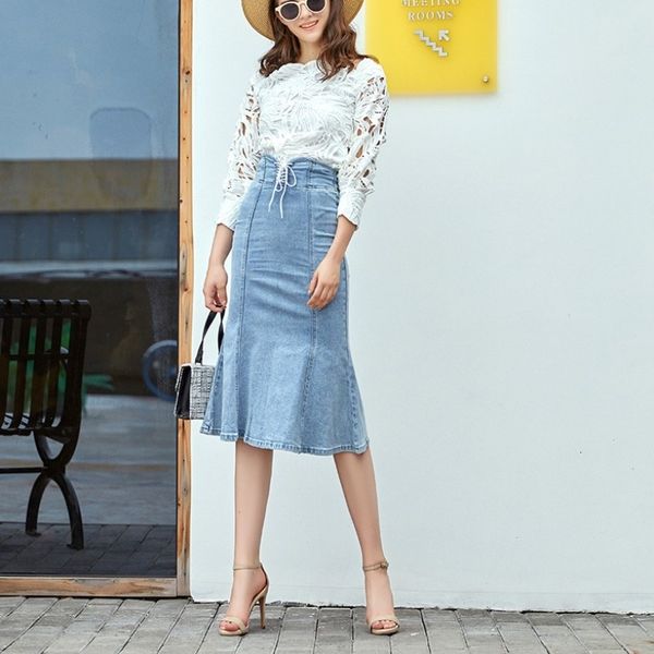skirts women's high waist trumpet denim skirt elegant ladies'office fine adjustment mid-calf long wrap lacy s up casual jean ng41, Black
skirts women's high waist trumpet denim skirt elegant ladies'office fine adjustment mid-calf long wrap lacy s up casual jean ng41, Black
