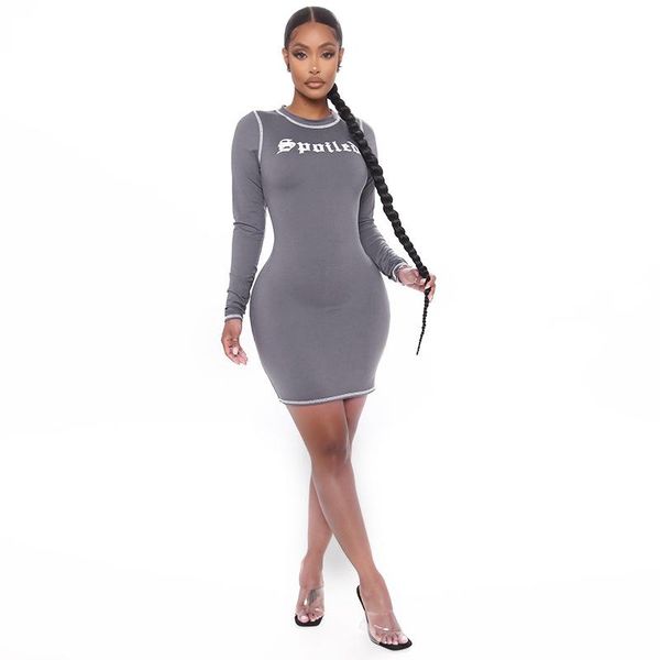 casual dresses 2021 autumn women's long-sleeved dress round neck letter printing bag hip ultra short, Black;gray
casual dresses 2021 autumn women's long-sleeved dress round neck letter printing bag hip ultra short, Black;gray