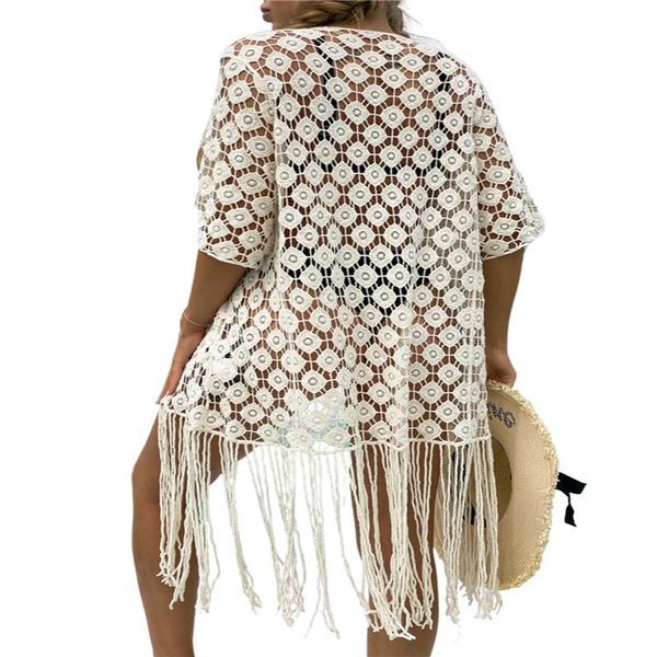 women's swimwear summer swimsuit cover ups middle sleeve open front sheer floral crochet sunscreen cardigan see-through bikini up, White;black
women's swimwear summer swimsuit cover ups middle sleeve open front sheer floral crochet sunscreen cardigan see-through bikini up, White;black