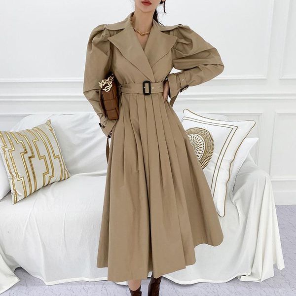 women's trench coats chic korean women long puff pleeve lace up coat autumn casual lapel pleated windbreaker streetwear loose outwear o, Tan;black
women's trench coats chic korean women long puff pleeve lace up coat autumn casual lapel pleated windbreaker streetwear loose outwear o, Tan;black