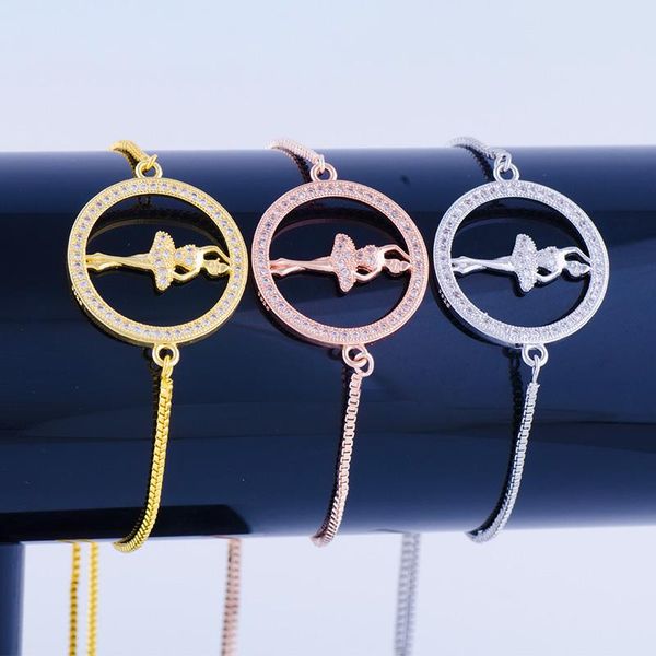 charm bracelets year's gift micro pave zircon ballet dancing girl round connector charms gold link chains for christmas gifts, Golden;silver
charm bracelets year's gift micro pave zircon ballet dancing girl round connector charms gold link chains for christmas gifts, Golden;silver