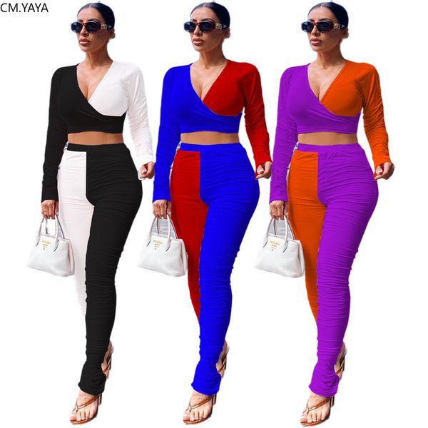 women sport patchwork v-ne crop staed jogger pants suit two piece set fashion trasuit matching set outfitsby air, White
women sport patchwork v-ne crop staed jogger pants suit two piece set fashion trasuit matching set outfitsby air, White
