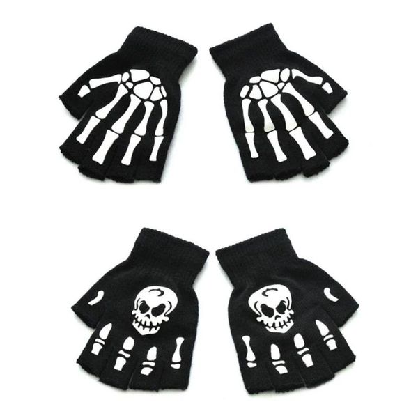 cycling gloves kids halloween skeleton skull half finger glowing in the dark fingerless stretch knitted winter mittens, Black
cycling gloves kids halloween skeleton skull half finger glowing in the dark fingerless stretch knitted winter mittens, Black