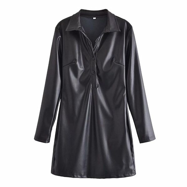 casual dresses sherouse women fashion pu black buttoned mini shirt dress vintage long sleeves lapel neck chic lady short woman, Black;gray
casual dresses sherouse women fashion pu black buttoned mini shirt dress vintage long sleeves lapel neck chic lady short woman, Black;gray