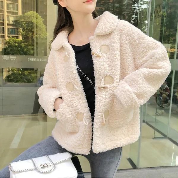 women's fur & faux 2021 autumn winter women slim lamb wool coat female thick warm plush loose jacket lady solid single breasted outerwe, Black
women's fur & faux 2021 autumn winter women slim lamb wool coat female thick warm plush loose jacket lady solid single breasted outerwe, Black