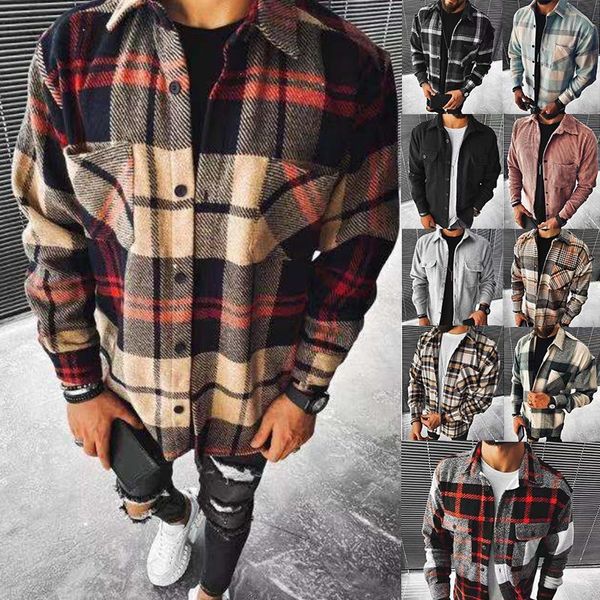 men's casual shirts style woolen cloth shirt, plaid pocket long-sleeved shirt, White;black
men's casual shirts style woolen cloth shirt, plaid pocket long-sleeved shirt, White;black