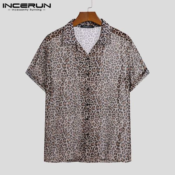 men's casual shirts summer men shirt leopard print lapel streetwear see through short sleeve fashion thin 2021 camisas s-3xl incerun, White;black
men's casual shirts summer men shirt leopard print lapel streetwear see through short sleeve fashion thin 2021 camisas s-3xl incerun, White;black