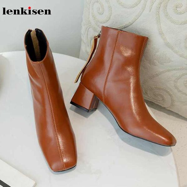 boots lenkisen genuine leather office lady simple style square toe high heels solid back zip winter keep warm women ankle l16, Black
boots lenkisen genuine leather office lady simple style square toe high heels solid back zip winter keep warm women ankle l16, Black
