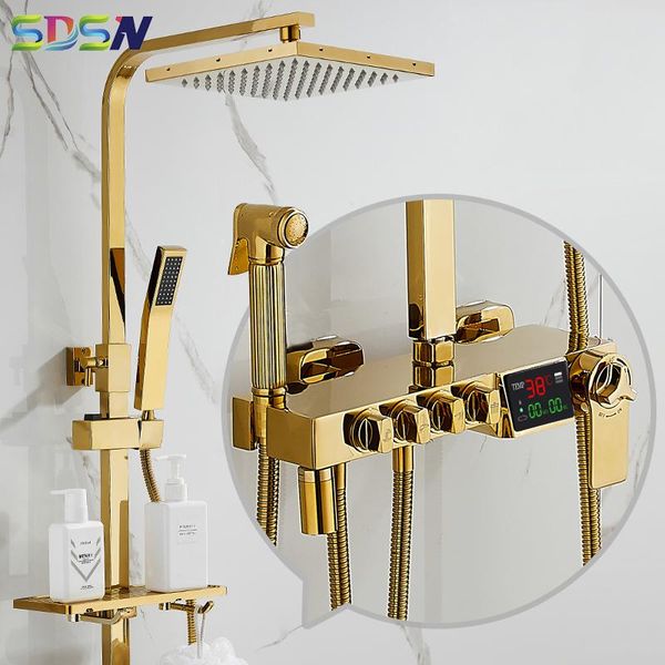 bathroom shower set quality brass gold thermostatic shower system rainfalll bathtub faucets newly gold digital set
bathroom shower set quality brass gold thermostatic shower system rainfalll bathtub faucets newly gold digital set