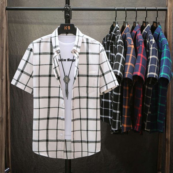 men's casual shirts summer plaid short sleeve men's korean loose large inch lapel trend thin coat handsome shirt 5plo, White;black
men's casual shirts summer plaid short sleeve men's korean loose large inch lapel trend thin coat handsome shirt 5plo, White;black