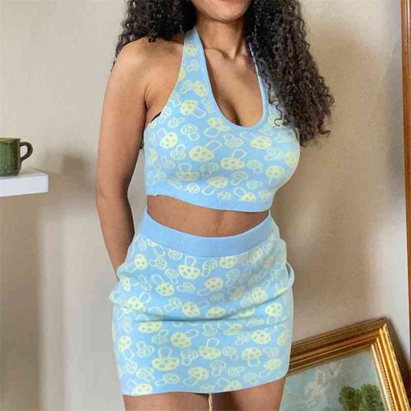 mushroom printed knitted women's summer suit y2k cropped halter and high-waisted mini skirt tracksuit 2012 pieces set outfit 210510, White
mushroom printed knitted women's summer suit y2k cropped halter and high-waisted mini skirt tracksuit 2012 pieces set outfit 210510, White